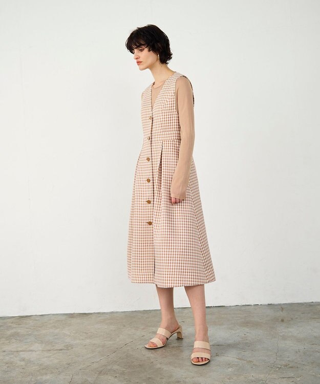 GRACE CONTINENTAL チェックジャンパースカート ベージュ