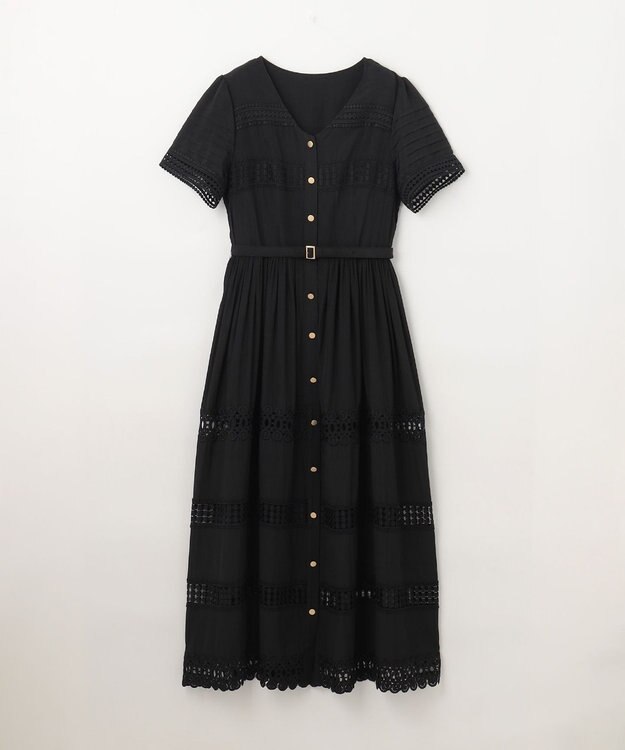 GRACE CONTINENTAL レース切替フレアワンピース ブラック