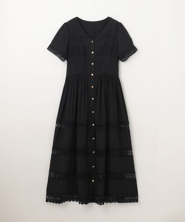 GRACE CONTINENTAL レース切替フレアワンピース ブラック