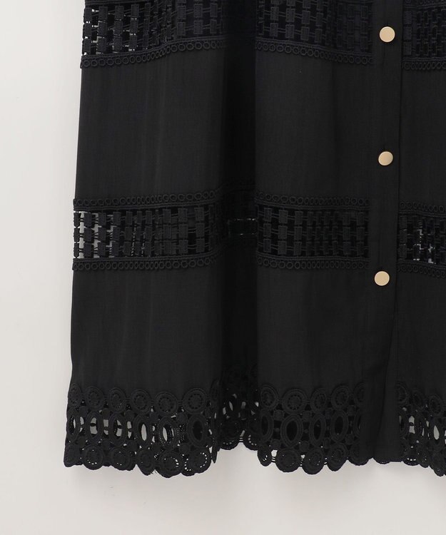 GRACE CONTINENTAL レース切替フレアワンピース ブラック