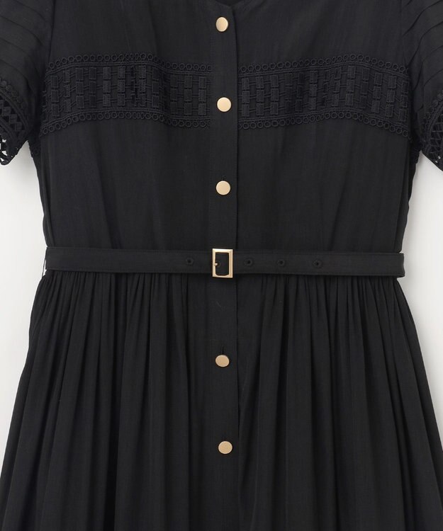 GRACE CONTINENTAL レース切替フレアワンピース ブラック