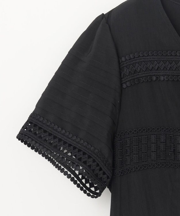 GRACE CONTINENTAL レース切替フレアワンピース ブラック