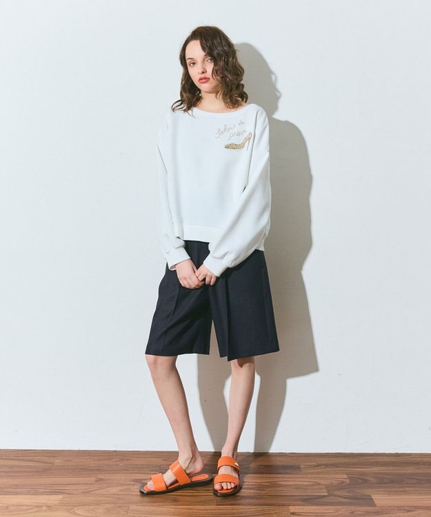 GRACE CONTINENTAL リネンタッチハーフパンツ ネイビー