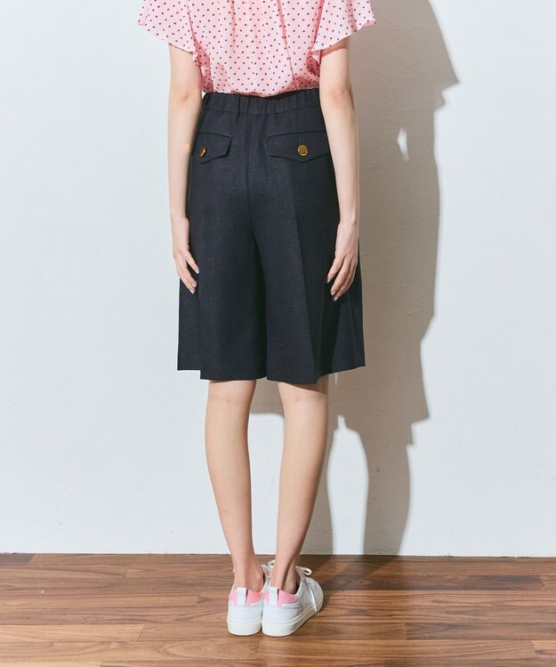 GRACE CONTINENTAL リネンタッチハーフパンツ ネイビー