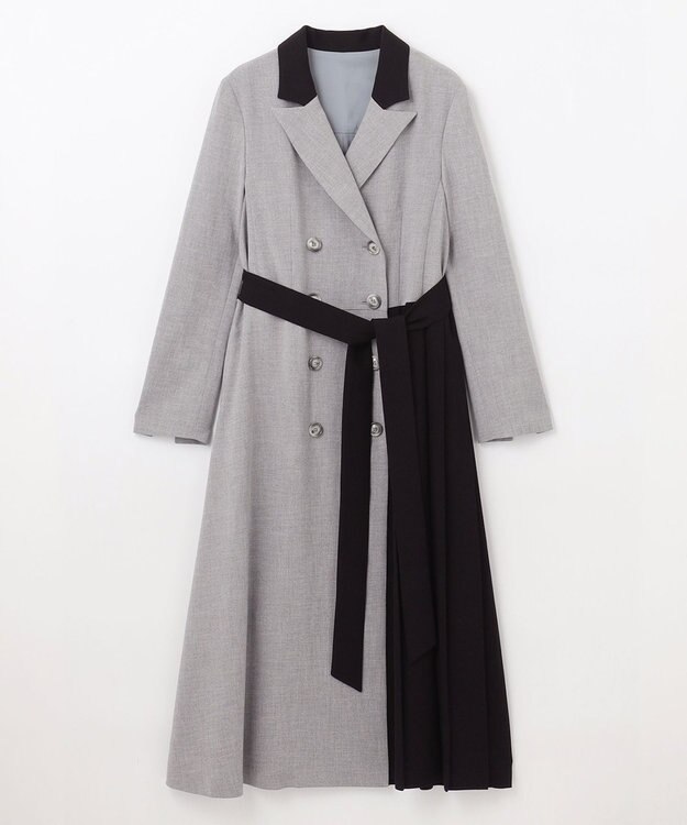 GRACE CONTINENTAL ウールタッチバイカラードレス グレー