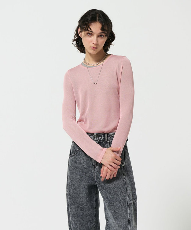 GRACE CONTINENTAL シアークルーニットトップ ピンク