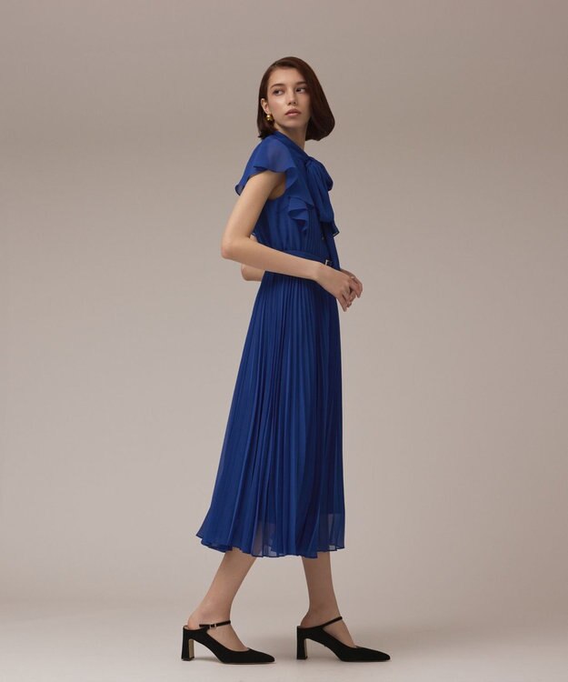 GRACE CONTINENTAL ボウタイプリーツドレス ブルー
