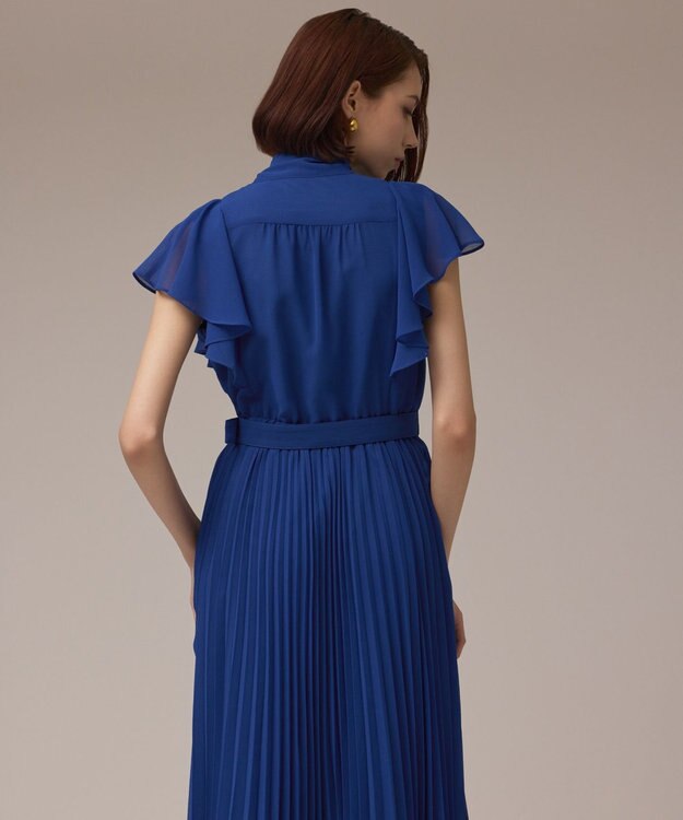 GRACE CONTINENTAL ボウタイプリーツドレス ブルー