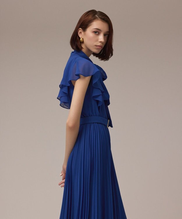 GRACE CONTINENTAL ボウタイプリーツドレス ブルー