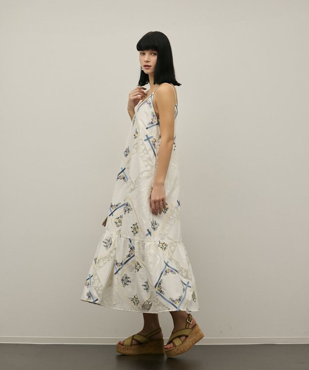 GRACE CONTINENTAL ハンカチパッチワークキャミワンピース ホワイト