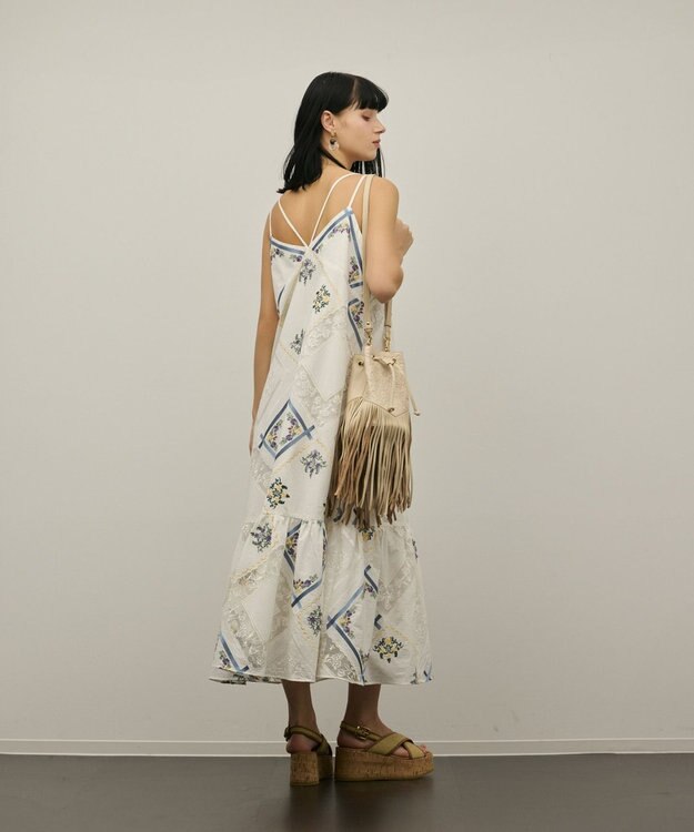 GRACE CONTINENTAL ハンカチパッチワークキャミワンピース ホワイト