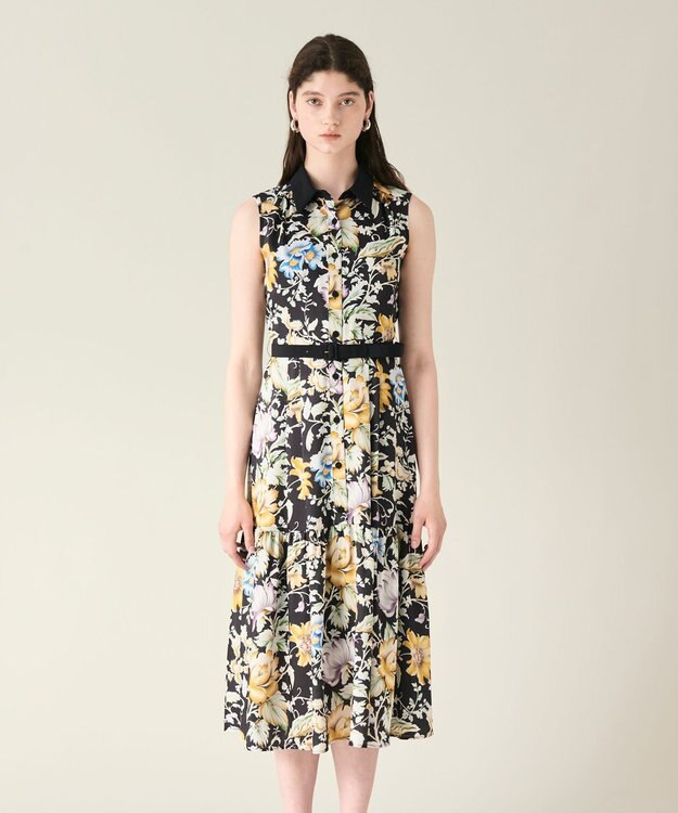 GRACE CONTINENTAL ボタニカルプリントワンピース ブラック