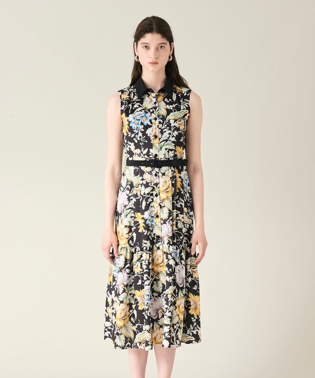 GRACE CONTINENTAL ボタニカルプリントワンピース ブラック