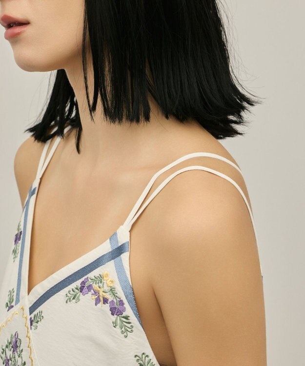 GRACE CONTINENTAL ハンカチパッチワークキャミワンピース ホワイト