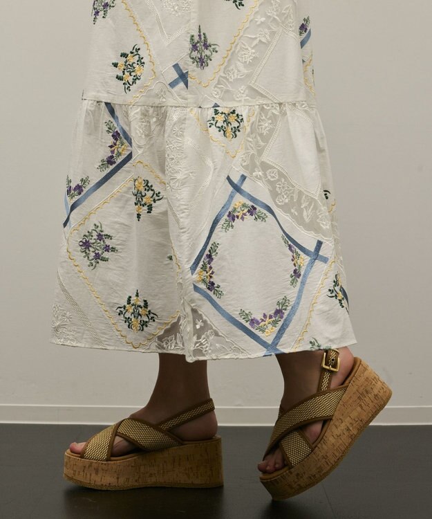 GRACE CONTINENTAL ハンカチパッチワークキャミワンピース ホワイト