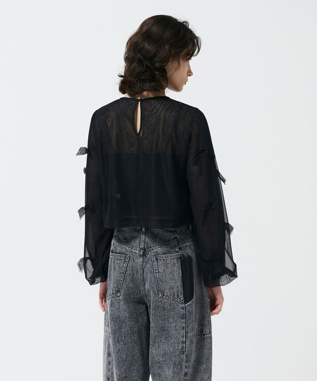GRACE CONTINENTAL リボンチュールトップ ブラック