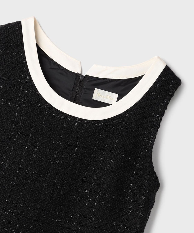 GRACE CONTINENTAL ツイードトリミングワンピース ブラック