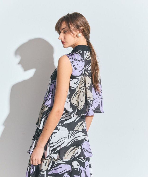 GRACE CONTINENTAL プリントレイヤードノースリーブ ブラック