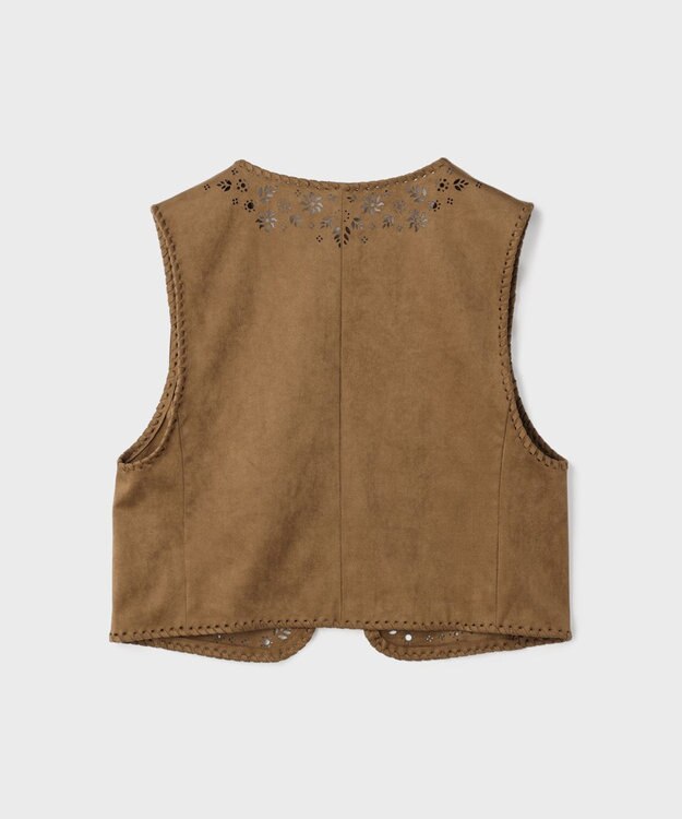 GRACE CONTINENTAL フェイクスウェードジレ キャメル