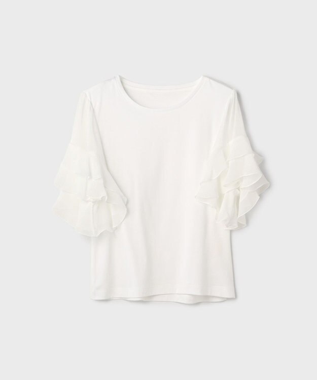 GRACE CONTINENTAL シフォンスリーブカットトップ ホワイト
