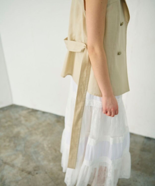 GRACE CONTINENTAL リネンタッチダブルブラウス ベージュ