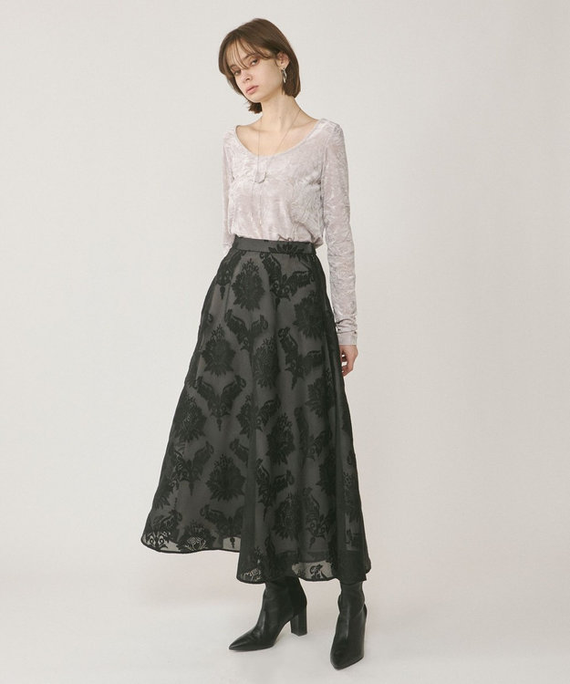 GRACE CONTINENTAL クラッシュベロアカットトップ ベージュ