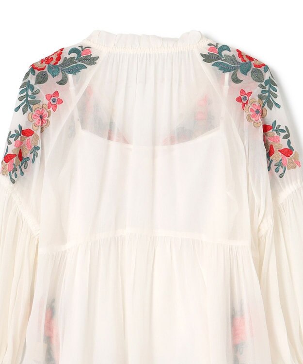 GRACE CONTINENTAL フラワー刺繍ギャザートップ ホワイト