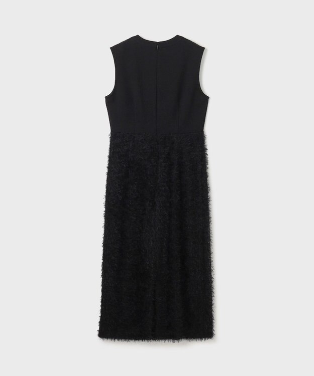 GRACE CONTINENTAL フェザー刺繍コンビワンピース ブラック