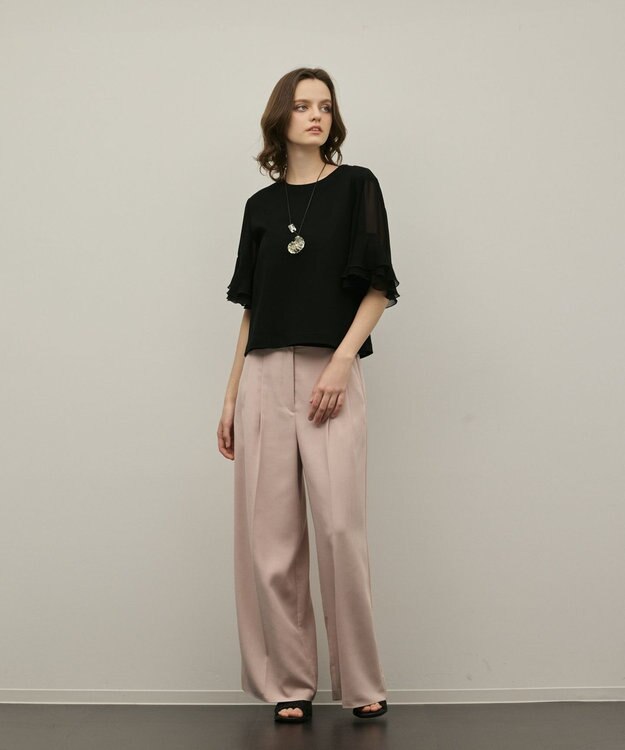 GRACE CONTINENTAL シフォンスリーブカットトップ ブラック