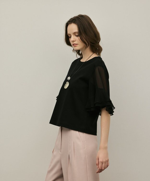 GRACE CONTINENTAL シフォンスリーブカットトップ ブラック