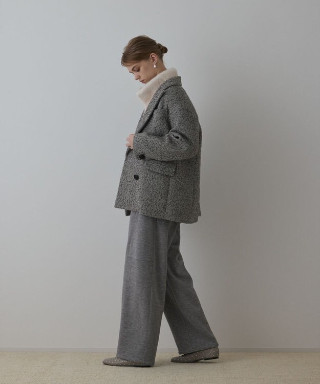 GRACE CONTINENTAL カルゼツイードダブルジャケット グレー