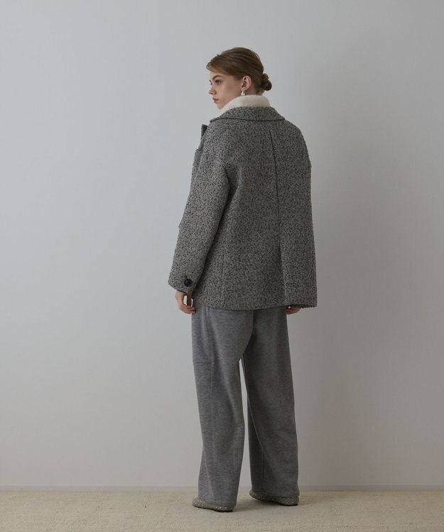 GRACE CONTINENTAL カルゼツイードダブルジャケット グレー