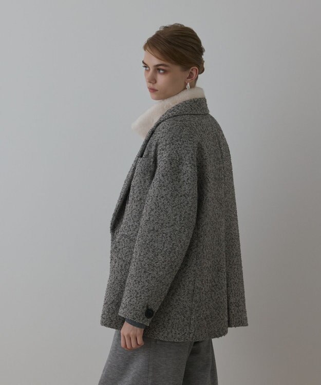 GRACE CONTINENTAL カルゼツイードダブルジャケット グレー