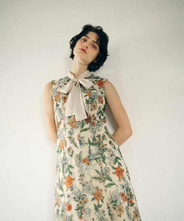 GRACE CONTINENTAL フラワーマーメイドドレス イエロー