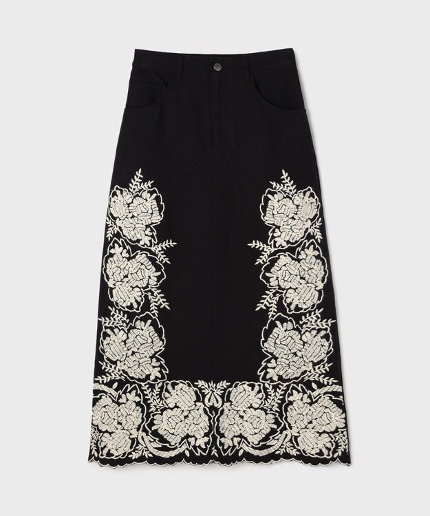 GRACE CONTINENTAL エンブロイダリータイトスカート ブラック