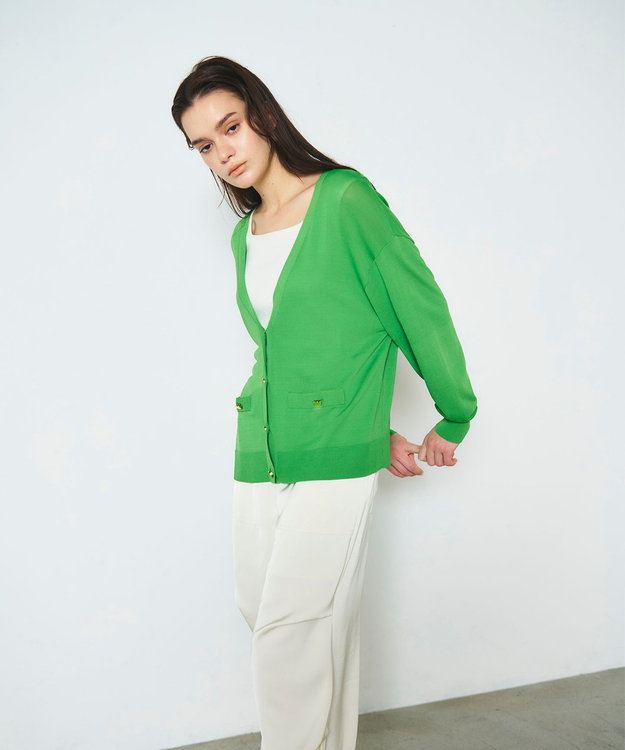 GRACE CONTINENTAL ルーズVネックニットカーディガン グリーン