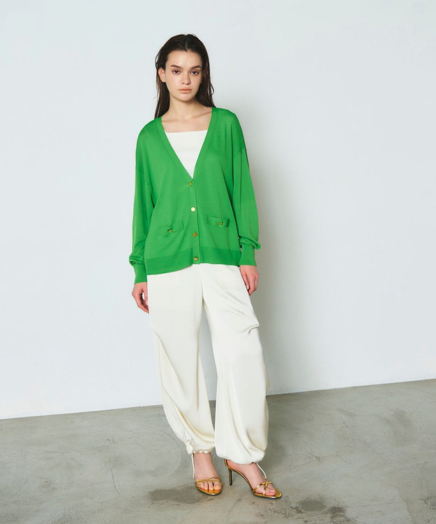 GRACE CONTINENTAL ルーズVネックニットカーディガン グリーン