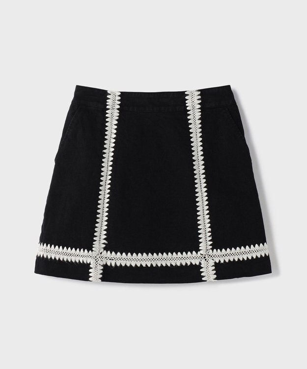 GRACE CONTINENTAL ラインembミニスカート ブラック