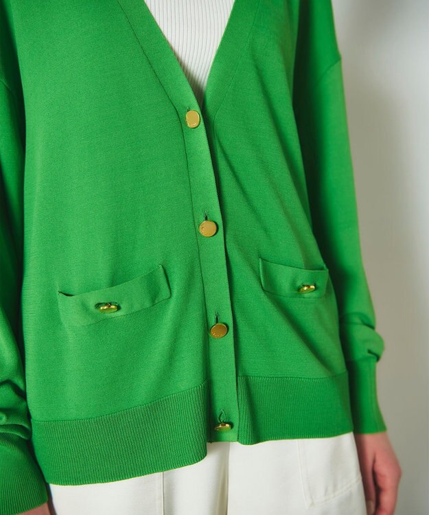 GRACE CONTINENTAL ルーズVネックニットカーディガン グリーン