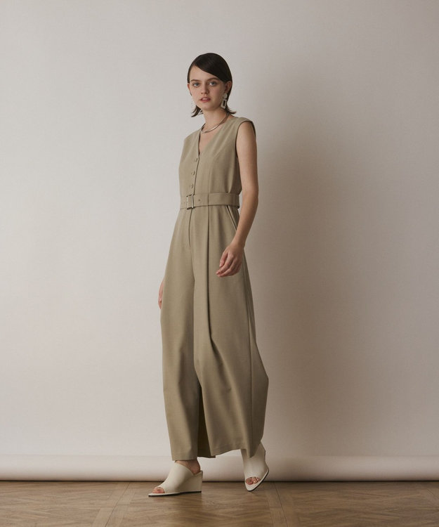 GRACE CONTINENTAL ベルト付サロペット ベージュ