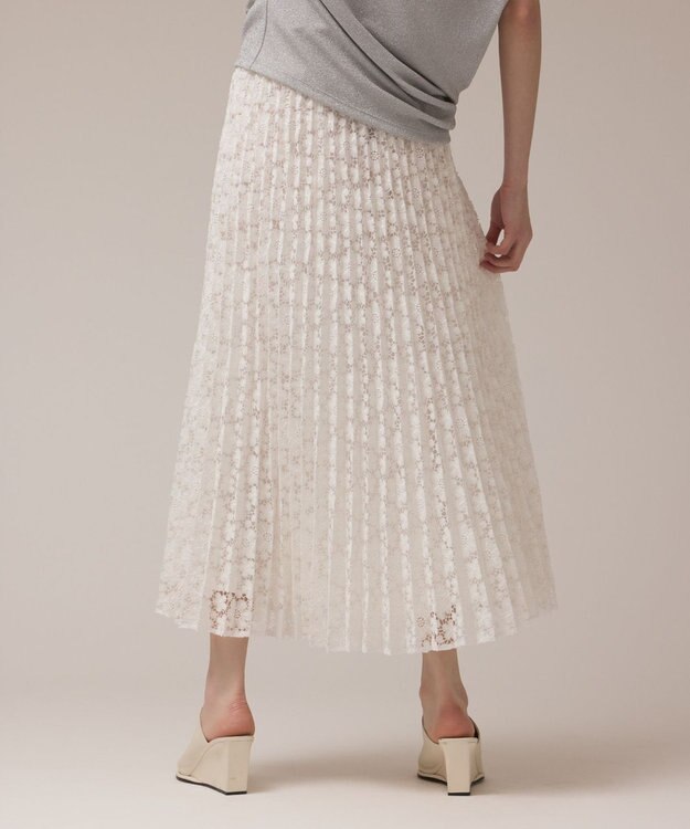 GRACE CONTINENTAL レースプリーツスカート ホワイト