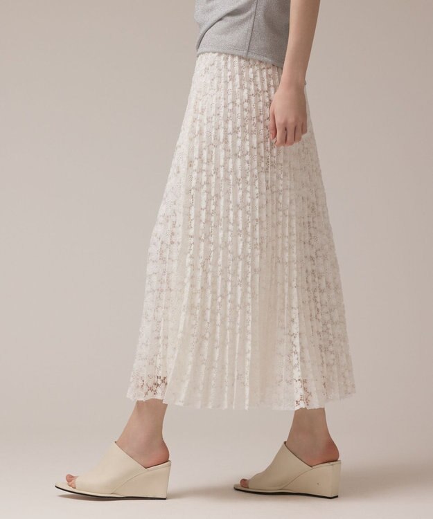 GRACE CONTINENTAL レースプリーツスカート ホワイト