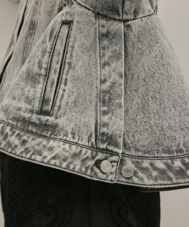 GRACE CONTINENTAL ペプラムデニムジャケット グレー