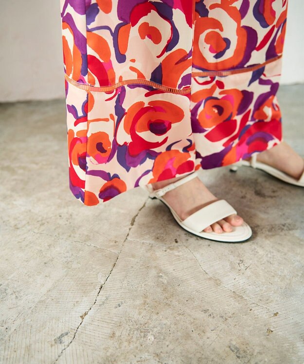 GRACE CONTINENTAL ペイントカラーワイドパンツ オレンジ