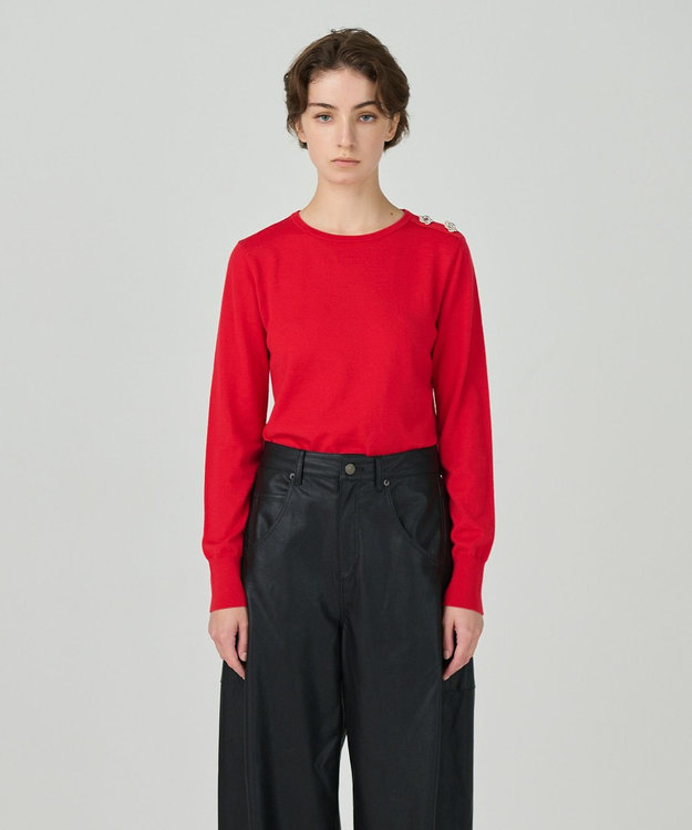 GRACE CONTINENTAL クルーニットトップ レッド