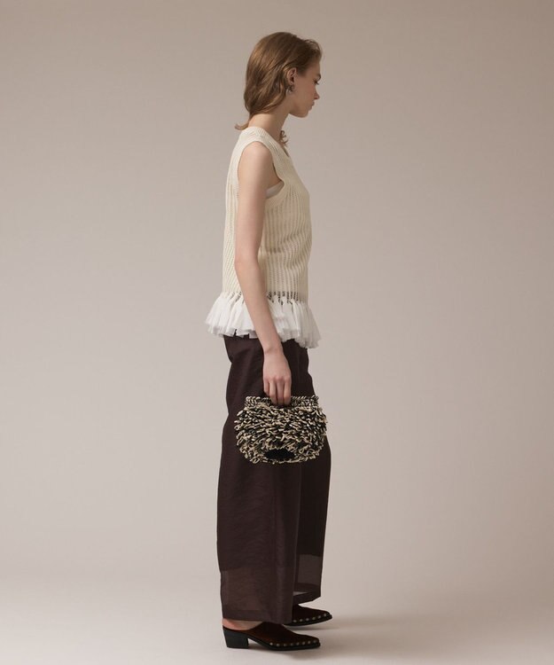 GRACE CONTINENTAL チュールフリンジニットトップ キナリ