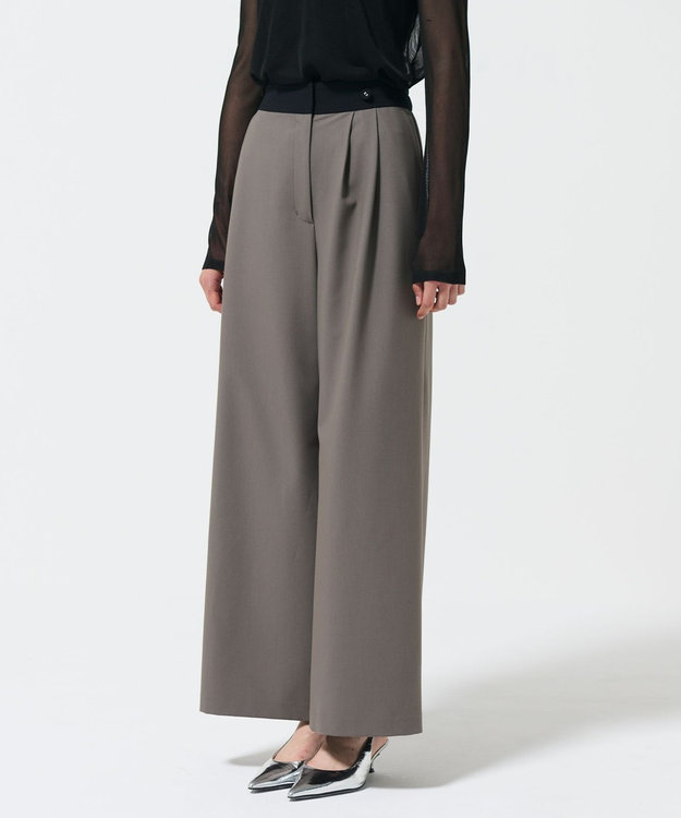 GRACE CONTINENTAL レイヤードタックワイドパンツ バイカラー
