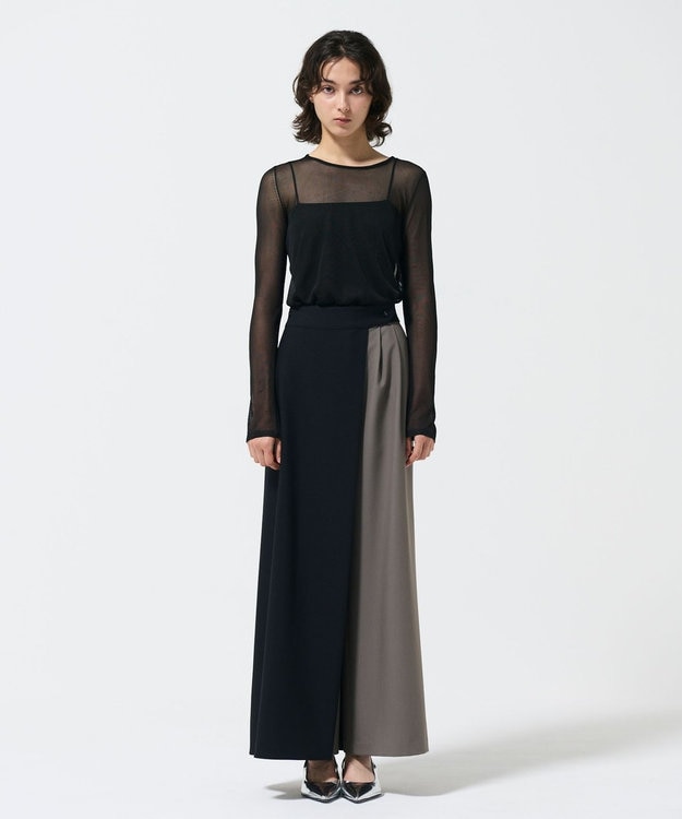 GRACE CONTINENTAL レイヤードタックワイドパンツ バイカラー