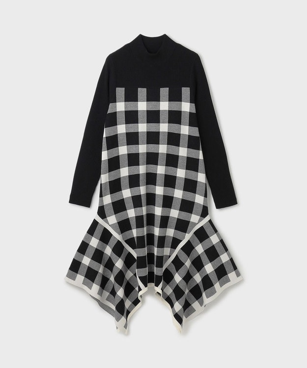 新品・最終価格！グレースコンチネンタル　チェックイレヘムニットワンピ２０２４ＡＷ チェックイレヘムニットワンピース / GRACE CONTINENTAL | GRACE
