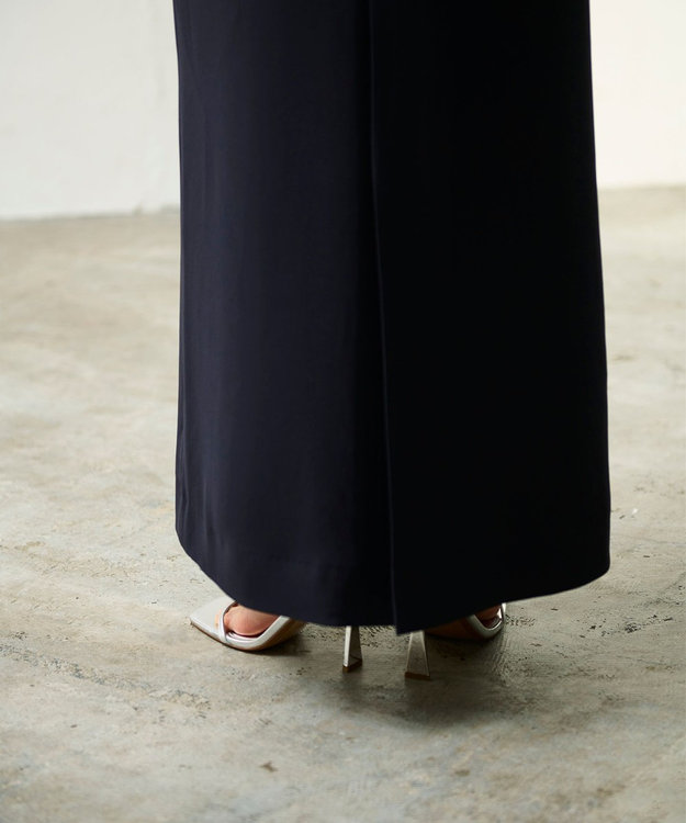 GRACE CONTINENTAL シアーラッフルロングドレス ネイビー